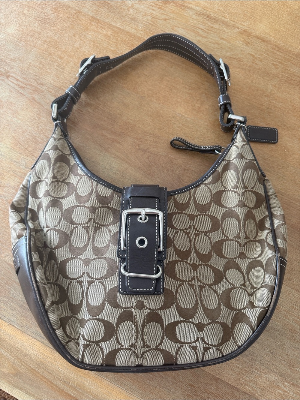 Coach Vintage Y2K Soho Signature Buckle Crescent Hobo Shoulder Bag F06363